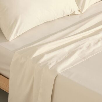 Ensemble de draps en satin 300 fils naturel 14