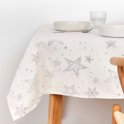 Jacquard tablecloth 31114A Natural Silver Lurex