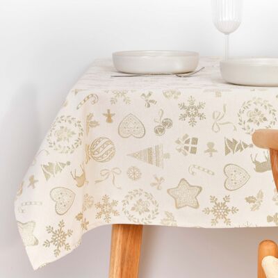 Jacquard tablecloth R22119 Natural Gold Lurex