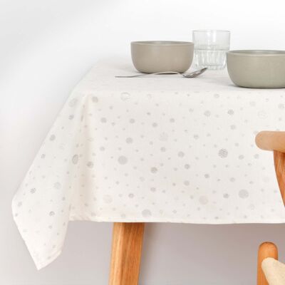 Jacquard tablecloth R22123 Natural Silver Lurex