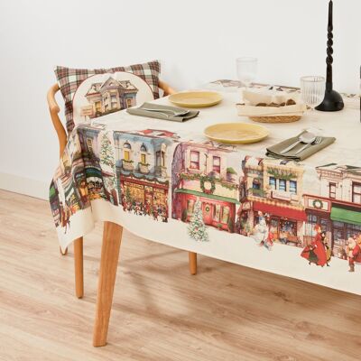Christmas City fabric touch tablecloth