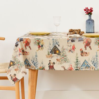 Weihnachtslandschaft-Stoff-Touch-Tischdecke 1