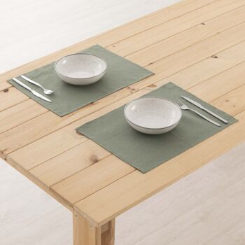 Set de table 100% Lin Vert Militaire 45x35 cm (2 pcs.)   2