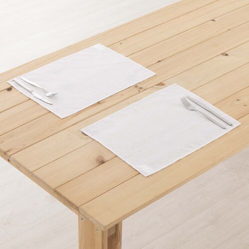 Mantel individual Lino 100% Blanco 45x35 cm (2 ud.)