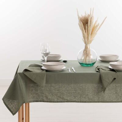100% Army Green Linen Tablecloth