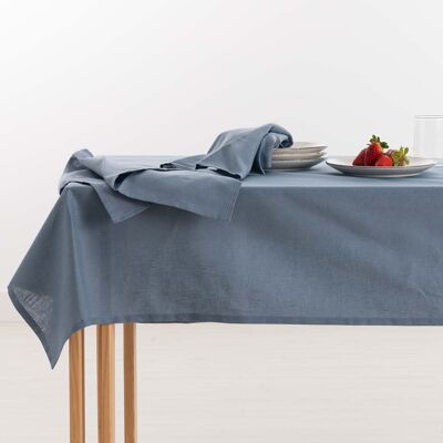 100% Denim Blue Linen Tablecloth