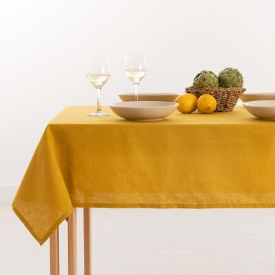 100% Mustard Linen Tablecloth