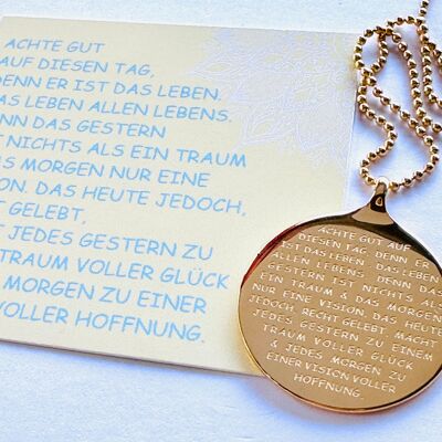 Collier pendentif "ACHTE GUT" + chaîne
