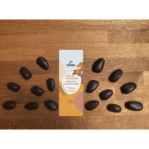 BIO* - Dattes enrobées au chocolat belge (vegan) 20 x 7pc