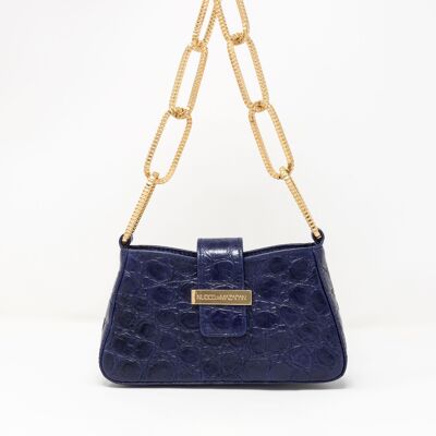 CROCODILE EFFECT LEATHER SHOULDER BAG