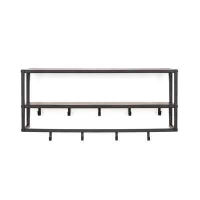 HV Metal Coat Rack with shelves - Black - 73x21x29.5cm
