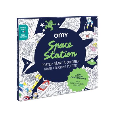 Giant Coloring Poster - SPACE STATION + STICKERS