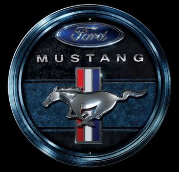 FORD Mustang - Panneau rond Blue Pony US