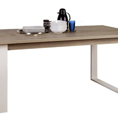 COMPOSADO | Mesa fija de 8 plazas con patas de metal, mesa de comedor, escritorio, (AnxAlxPr) 200x75x91 cm, color roble Sonoma, Made in Italy
