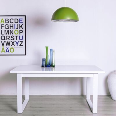 COMPOSADE | Table fixe 6 places avec pieds en métal, table à manger, bureau, (LxHxP) 160x76x91 cm, coloris blanc laqué, Made in Italy