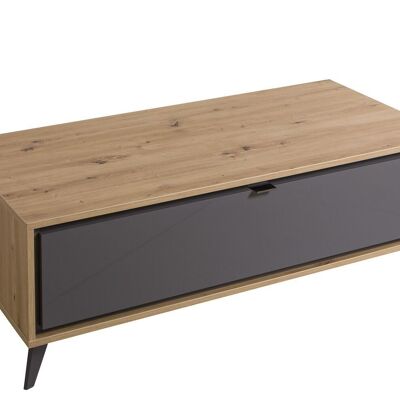 COMPOSAD | Coffee table from the CORNICE Line with 1 drawer, Modern, Magazine Rack, Container, Living Room, (WxHxD) 126x41.2x60 cm, Honey Oak and Titanium Grey, Made in Italy
