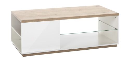 COMPOSAD | Tavolino della Linea MUNDI con 2 Vani, Tavolino da Salotto e Soggiorno, Tavolino da Divano, (LxAxP) 122,80x43x59,40 cm, Colore Rovere Oak Miele e Bianco laccato, Made in Italy