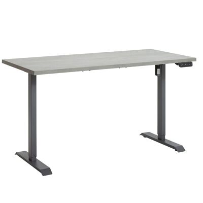 COMPOSAD | Height Adjustable Desk from the ENERGIA Line, Standing Desk With 4 Heights, Electric Desk with Motor and Display, (WxD) 150x69 cm, Cement and Black Colour, Made in Italy