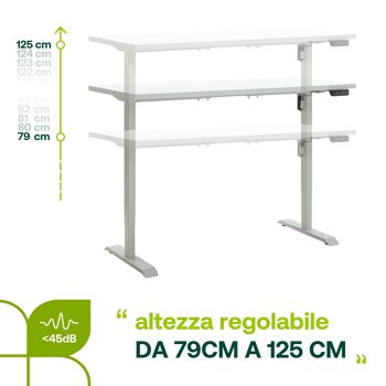 COMPOSADE | Bureau réglable en hauteur de la ligne ENERGIA, bureau debout à 4 hauteurs, bureau électrique avec moteur et écran, (LxP) 150x69 cm, laqué blanc et blanc, fabriqué en Italie 2