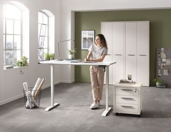 COMPOSADE | Bureau réglable en hauteur de la ligne ENERGIA, bureau debout à 4 hauteurs, bureau électrique avec moteur et écran, (LxP) 150x69 cm, laqué blanc et blanc, fabriqué en Italie 7