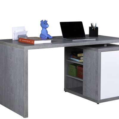 COMPOSAD | Schreibtisch mit 3 Fächern und 1 Tür, für Büro, Arbeitszimmer, moderner Schreibtisch, (BxHxT) 140x74,20x69 cm, Farbe Zementgrau und weiß lackiert