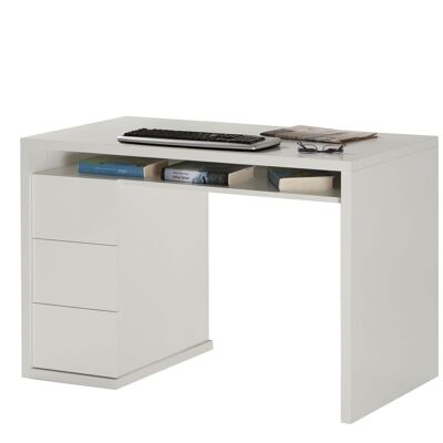 COMPOSAD | Schreibtisch aus der MONETA-Linie mit 3 Schubladen und 1 Fach, PC-Schreibtisch, Schreibtisch mit Schubladen, (BxHxT) 110x75x60 cm, weiß lackiert, hergestellt in Italien