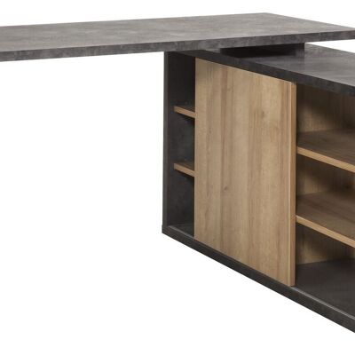COMPOSAD | Desk from the CORE Line with 1 Sliding Door and 6 compartments, Corner Desk, Desk with Corner Bookcase, (WxHxD) 150x74x120 cm, Oak and Tadao Grey, Made in Italy