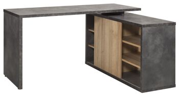 COMPOSADE | Bureau de la Ligne CORE avec 1 porte coulissante et 6 compartiments, Bureau d'angle, Bureau avec bibliothèque d'angle, (LxHxP) 150x74x120 cm, Chêne et Gris Tadao, Fabriqué en Italie