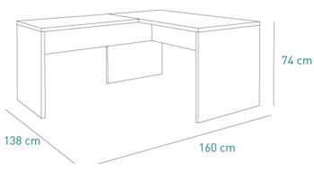 COMPOSADE | Bureau de la Ligne DISEGNO, Bureau d'Angle, Bureau PC d'Angle, (LxHxP) 138,20x74,50x160,50 cm, Couleur Chêne Sonoma, pour Étude, Bureau, Fabriqué en Italie 5