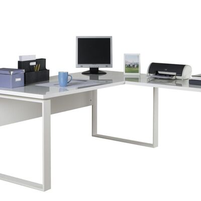 COMPOSAD | Desk from the DISEGNO Line, Corner Desk, Corner PC Desk, (WxHxD) 170x74,50x80+90 cm, Lacquered White Colour, for office, study, Made in Italy