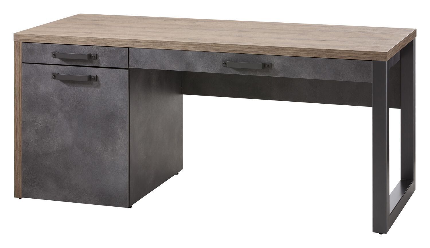 COMPOSAD | Scrivania della Linea LAFABRICA con 1 Cassetto, 1 Anta e 1 Vano, Scrivania Cameretta, Scrivania PC Cassetti, (LxAxP) 170x76x69 cm, Colore Rovere e Grigio Cemento, Made in Italy