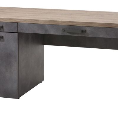 COMPOSADE | Bureau de la Ligne LAFABRICA avec 1 tiroir, 1 porte et 1 compartiment, bureau de chambre, bureau PC avec tiroirs, (LxHxP) 170x78x69 cm, chêne et gris ciment, fabriqué en Italie