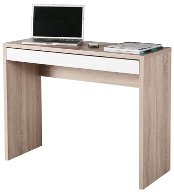 COMPOSADE | Bureau de la Ligne MONETA avec 1 tiroir, Bureau petit et étroit Convient pour une chambre, (LxHxP) 100x80x40 cm, coloris Chêne Sonoma et Blanc, Fabriqué en Italie