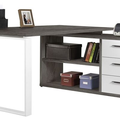 COMPOSAD | Desk from the DISEGNO Line with 3 Drawers and 2 Compartments, Corner Desk with Drawers and Bookcase, (WxHxD) 160x74,80x140 cm, Sonoma Oak and Lacquered White Colour, Made in Italy