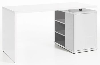 COMPOSADE | Bureau de la Ligne CORE avec 1 porte et 3 compartiments, Bureau moderne avec étagères pour PC, (LxHxP) 140x73,20x69 cm, Laqué Blanc, pour Étude, Bureau, Fabriqué en Italie