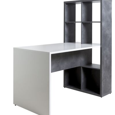 COMPOSAD | Schreibtisch aus der VELATA-Linie mit Bücherregal mit 8 Fächern, Schlafzimmer, Büro, Arbeitszimmer, (BxHxT) 132,5 x 144,6 x 74,4 cm, Farbe Tadao-Grau und lackiertes Weiß, hergestellt in Italien