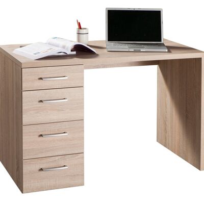 COMPOSAD | Schreibtisch aus der MONETA-Linie mit 4 Schubladen, PC-Schreibtisch mit Schubladen, (BxHxT) 139x74x60 cm, Farbe Sonoma-Eiche, für Arbeitszimmer, Büro, hergestellt in Italien