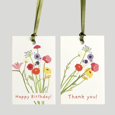 Set of 6 gift tags | MIX birthday & thank you