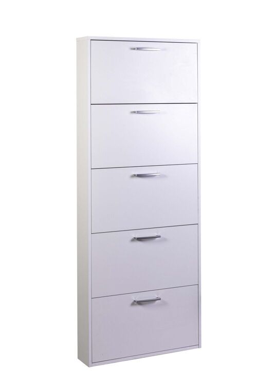 COMPOSAD | Scarpiera della Linea FACILE con 5 Ribalte fino a 15 Paia di Scarpe, Scarpiera Salvaspazio Slim, Scarpiera bianca, (LxAxP) 65,10x163,60x15 cm, Colore Bianco, Made in Italy