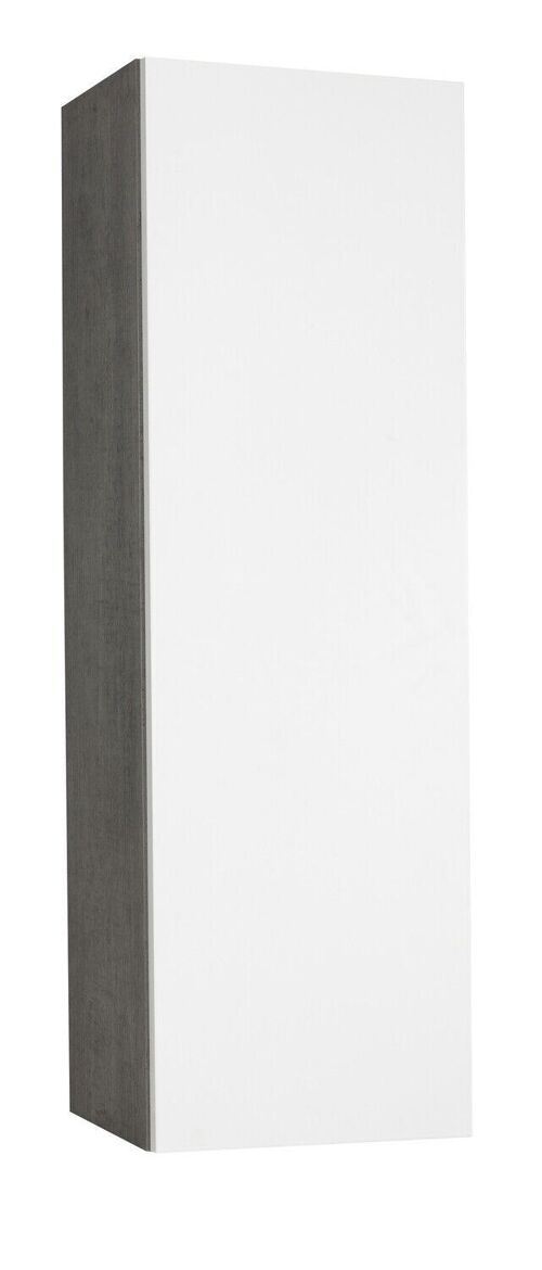 COMPOSAD | Pensile Verticale della linea MODELLO con 2 Ripiani, Pensile Moderno, per Soggiorno, Bagno, (LxAxP) 35x110x30 cm, Colore Bianco Laccato e Grigio Cemento, Made in Italy