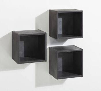 COMPOSADE | Ensemble de 3 cubes de la ligne VITTORIA, ensemble de 3 étagères murales, cubes d'ameublement, étagères cubes, cubes muraux, (LxHxP) 35x35x28 cm, gris Tadao, fabriqué en Italie
