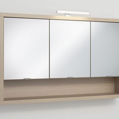 COMPOSAD | Specchiera Pensile della Linea LADAMA con 3 Ante 1 Vano Senza Illuminazione, Specchio Bagno con Ante e Contenitore, (LxAxP) 123,20x69,80x22 cm, Colore Rovere, Made in Italy