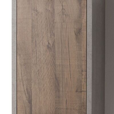 COMPOSAD | Pensile Bagno della linea LAFABRICA, Mobiletto Bagno, Contenitore Bagno, Colore Cemento e Anta Rovere Invecchiato, (LxAxP) 40x68,80x22 cm, Made in Italy