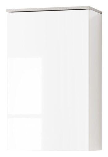 COMPOSADE | Meuble Mural de Salle de Bain de la Ligne GALAVERNA, Meuble de Salle de Bain, Meuble de Salle de Bain Peu Encombrant, (LxHxP) 40x65x22 cm, Couleur Ciment et Laqué Blanc, Fabriqué en Italie