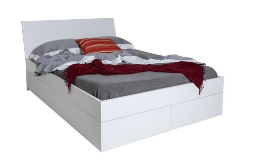 COMPOSAD | Letto della Linea Storage con 4 cassetti Contenitori, Letto Queen Size, (LxAxP) 165,80x95,40x220,20 cm, Colore Bianco laccato, Made in Italy