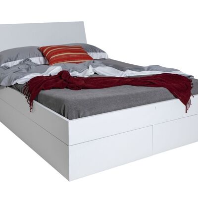 COMPOSAD | Bett aus der Storage-Linie mit 4 Schubladen, Queen-Size-Bett, (BxHxT) 165,80 x 95,40 x 220,20 cm, weiß lackiert, hergestellt in Italien
