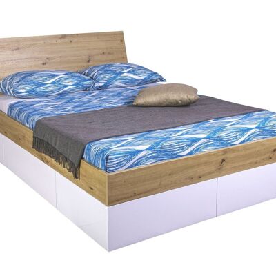 COMPOSAD | Bett aus der GLOBO-Linie mit 4 Schubladen, Queen-Size-Bett mit Stauraum, (BxHxT) 145,80 x 95,60 x 220,20 cm, Honigeiche und weiß lackiert, hergestellt in Italien