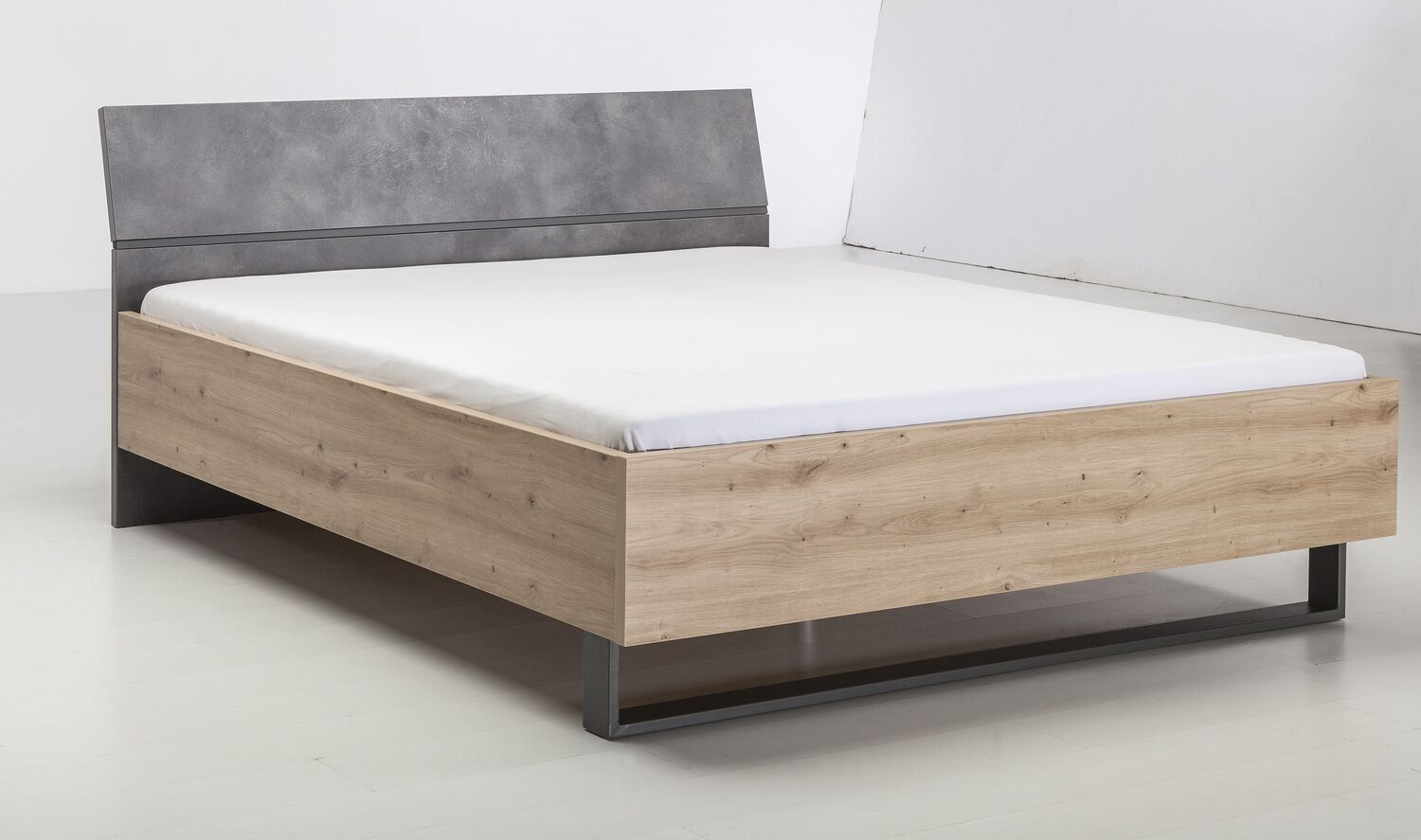 COMPOSAD | Letto della Linea LAFABRICA, Letto matrimoniale, Struttura Letto Matrimoniale, (LxAxP) 167,40x90,80x215 cm, Colore Rovere Oak Mielato e Grigio Tadao, Made in Italy