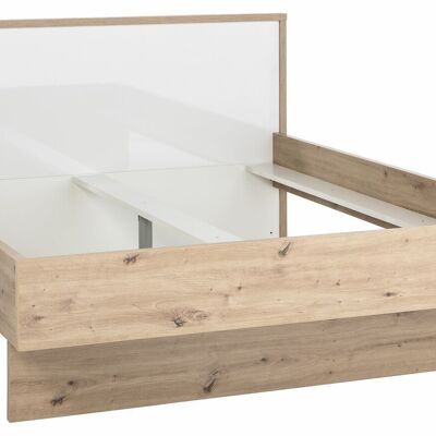 COMPOSADE | Lit de la ligne MUNDI avec espace pour 2 tiroirs (non inclus), lit coffre King Size, (LxHxP) 193,30x98,10x218 cm, couleur chêne miel et blanc laqué, fabriqué en Italie