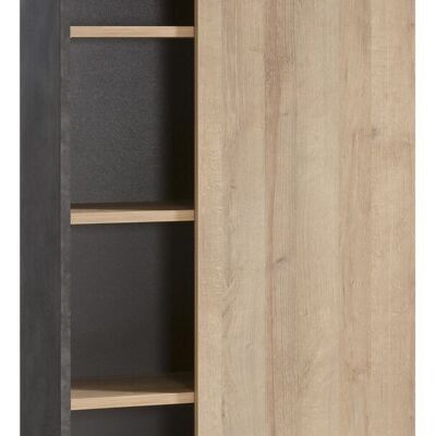 COMPOSAD | Hohes Bücherregal aus der CORE-Linie mit 1 Tür und 6 Fächern, modernes Regal-Bücherregal, (BxHxT) 80x218x35 cm, Tadao-Eiche und graue Farbe, hergestellt in Italien